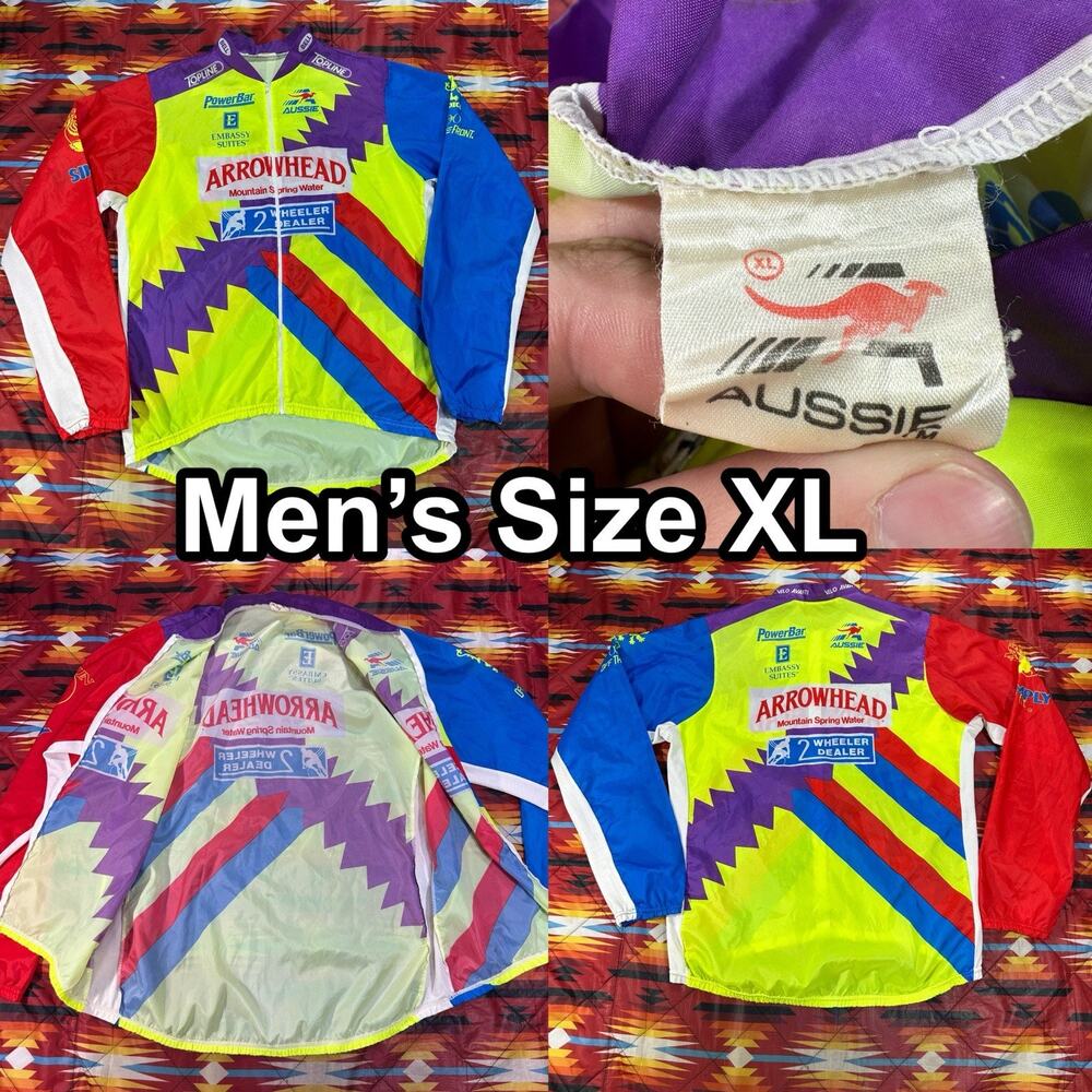 Vintage 90s Aussie Cycling Jersey Men's Size XL Full Zip Long Sleeve Shirt